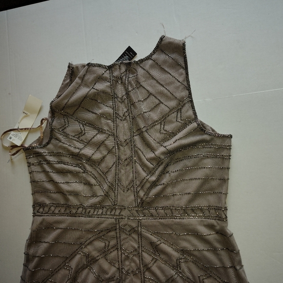 NWT Pappel Studio Beaded Cocktail Dress | Mercury Gray | Size 16 - Picture 7 of 8